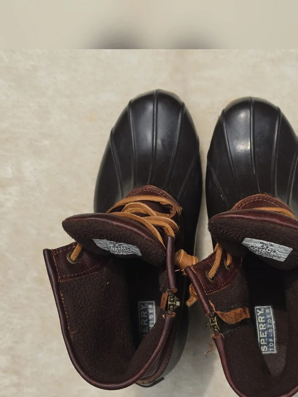 Sperry Top-Sider Duck Boots Women's 8.5 Brown Leather Waterproof Rain Boots